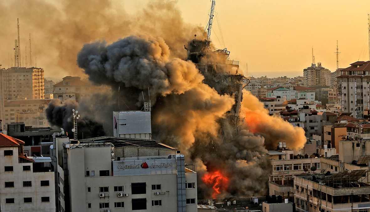 قصف برج الشروق في غزة من طائرات الاحتلال الاسرائيلي- معركة سيف القدس